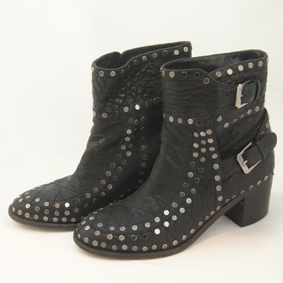 Designer Laurence Dacade Paris GATSBY Black Leather Stud Moto Ankle  Boots - Picture 4 of 6